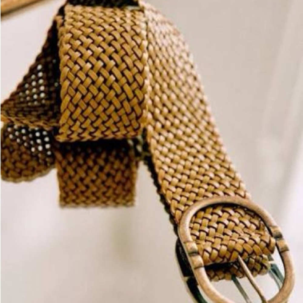 Sezane Fetiche Belt Woven Leather Olive  size 90